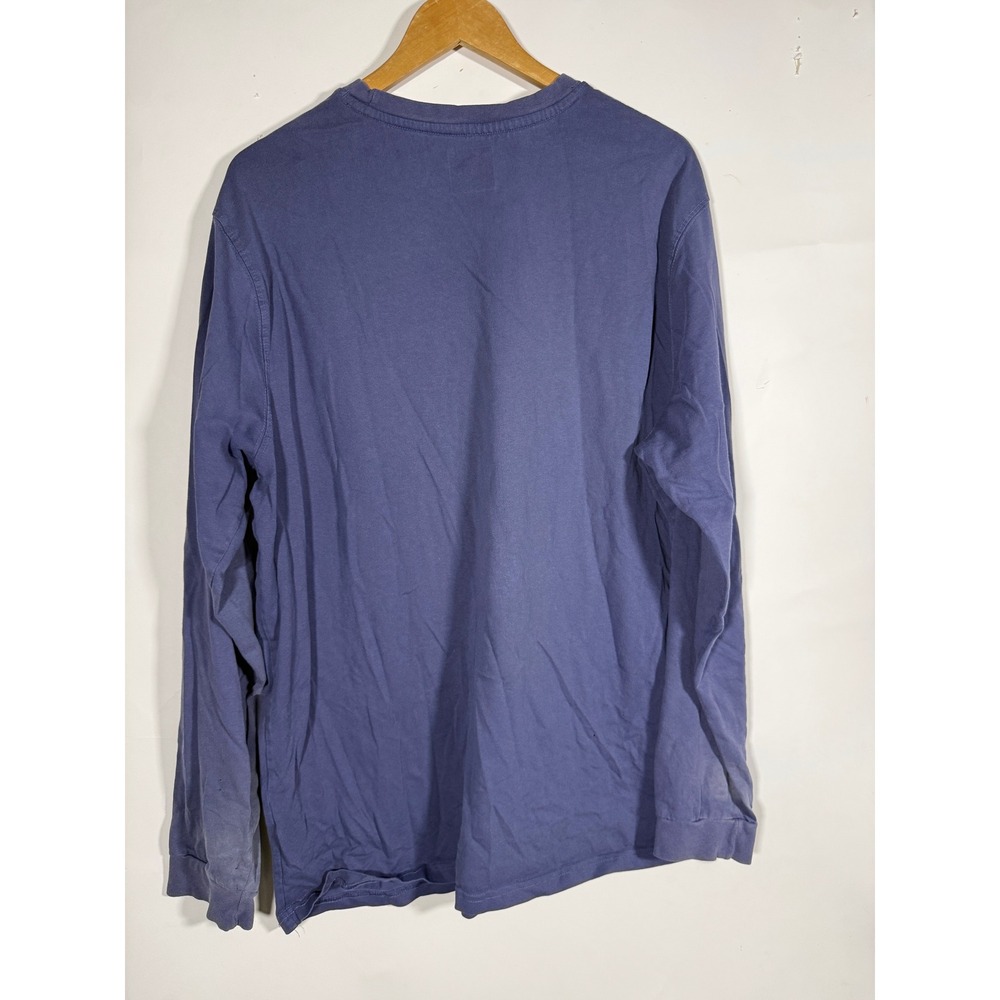 Wrangler Mens 2XL Blue Long Sleeve Pocket T-Shirt Faded Distressed Grunge - Picture 4 of 9